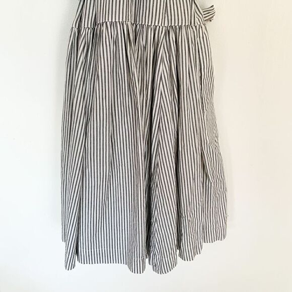 Norma Kamali Striped Cap Sleeve Collared Cinched Drop Waist Aline Dress - Picture 3 of 8